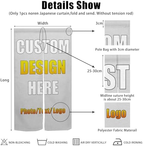 Customize Doorway Curtain with Photo Text Logo Noren