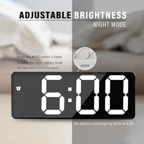 Shinekoo Red Digital Mirror Alarm Clock with LED Display