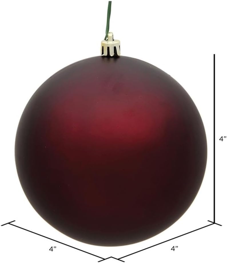 Vickerman 4 Inch Plastic Matte Burgundy Red Ornaments Set of 6