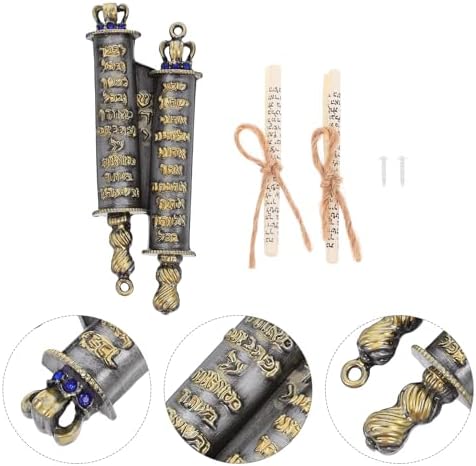 LUOZZY 2pcs Metal Mezuzah Cases Deep Gray Golden Text