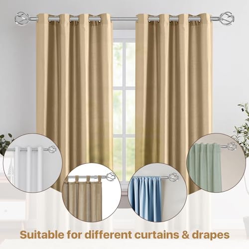 Silver Curtain Rods 48-88 Inch with Twisted Cage Finials