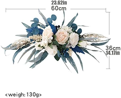 IUIBMI Spring Wreath with Malachite Blue Leaves and Silk Roses
