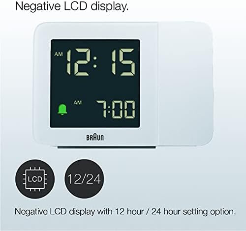 Braun Digital Projection Alarm Clock with 4 Backlight Options and Negative LCD Display