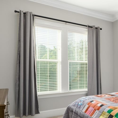 Pabroni Single Curtain Rod with Modern Finials 1 Inch Adjustable Gold Black Silver
