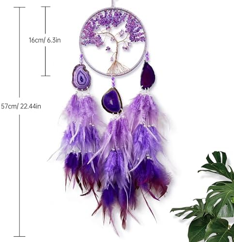 Purple Dream Catcher with Agate Stone and Chakra Gemstone