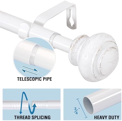 HVERSAILTEX Adjustable Curtain Rods 34 Inch White