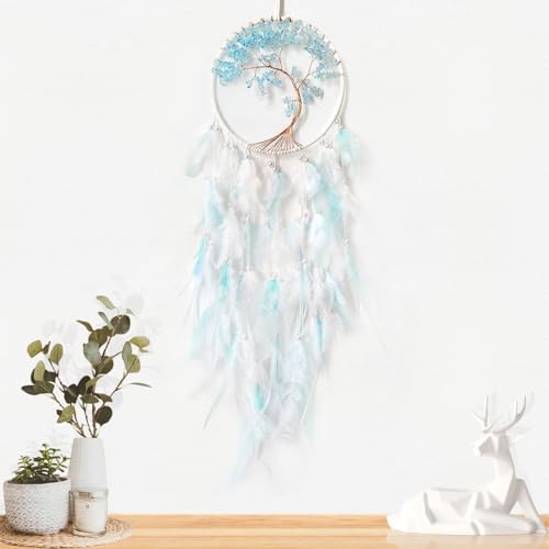 White and Cyan Dream Catcher Wall Decor