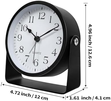 SCOAGE Mini Metal Analog Alarm Clock with Night Light