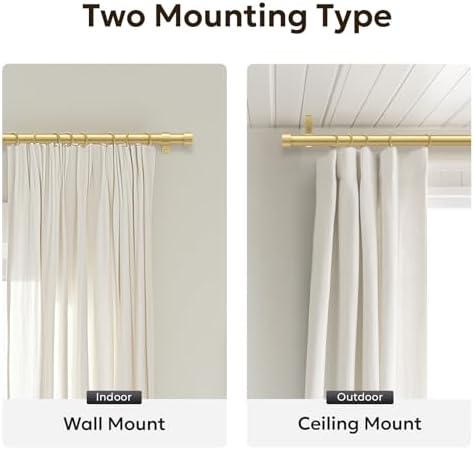 Zeerobee 1 Inch Brushed Gold Curtain Rod 32-120 Inch