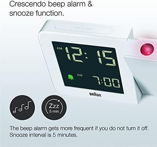 Braun Digital Projection Alarm Clock with 4 Backlight Options and Negative LCD Display