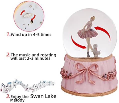 Pink Ballerina Snow Globe with Swan Lake Music