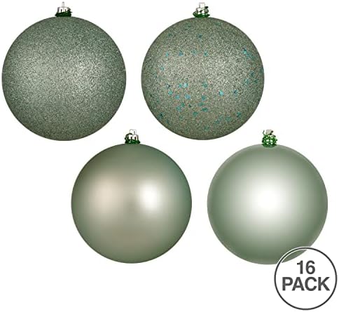 Vickerman 3 Inch Frosty Mint 4 Finish Ball Ornament Set