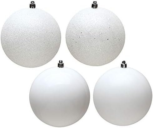 Vickerman 6 Inch White 4-Finish Ball Ornament Assortment