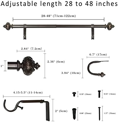 Rydenia 1 Inch Curtain Rod with Bronze Gold Finials