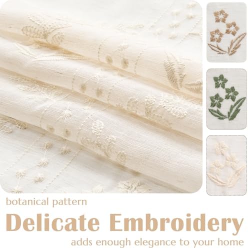 Jinchan French Sheer Door Curtain with Tie Up Bows