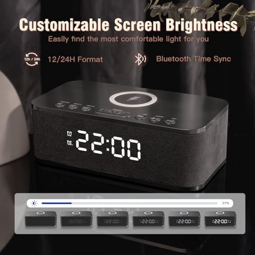 Dual Alarm Clock Radio with Bluetooth and White Noise