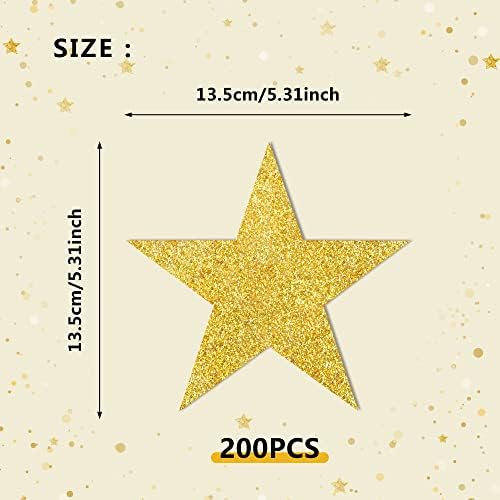 200 PCS Glitter Gold Star Cutouts for Party Decorations
