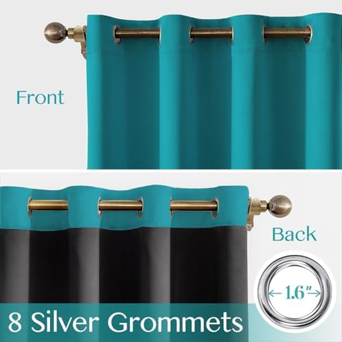 WUBODTI Blackout Teal Curtains 2 Panels 42x84 Inch