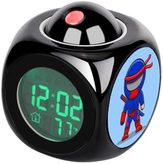 YPFDC Cute Ninja Alarm Clock with Projection and Temperature Display