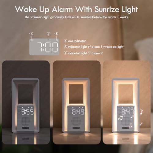WILIT Digital Alarm Clock with Sunrise Light and USB Charging