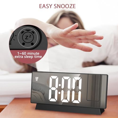 LOFICOPER 78 Inch Projection Alarm Clock with Mirror and USB Charging
