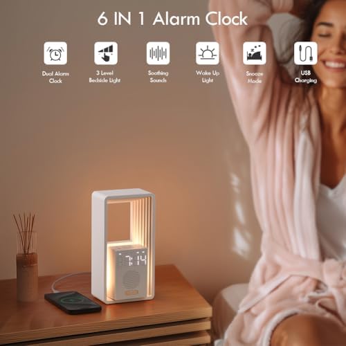 WILIT Digital Alarm Clock with Sunrise Light and USB Charging