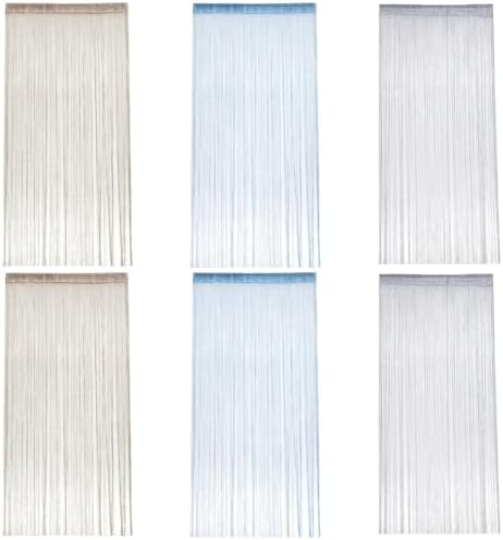 2Pcs String Curtains for Doorways 39x79 Silver Grey Glitter Beaded Panel