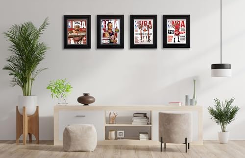 2 Pack Sports Magazine Frame with Black Matting and Hangers