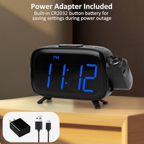 WAIGESEN Digital Projection Alarm Clock with Dual Alarms and FM Radio