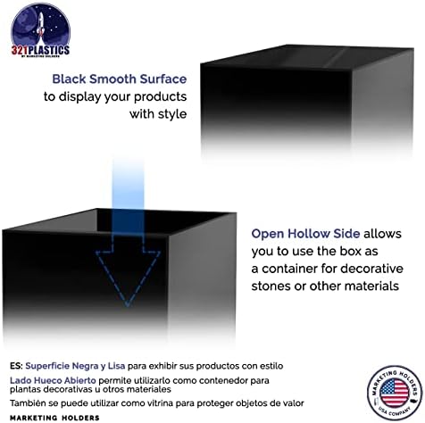 Marketing Holders Black Acrylic Display Pedestal Stand 12x12x16 Inch Cube