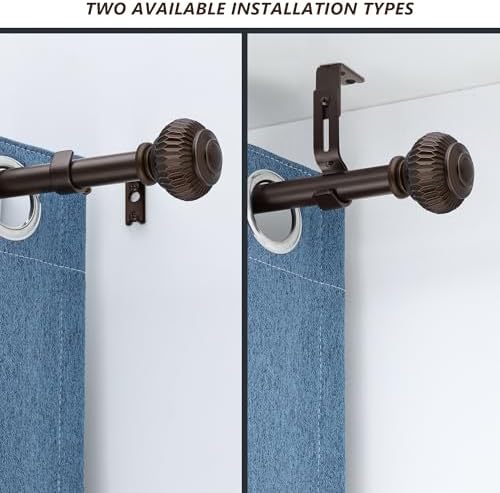 Bronze 1 Inch Adjustable Curtain Rods with Lantern Ends
