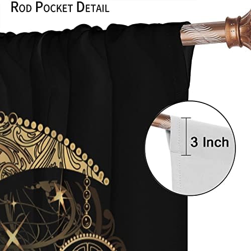 Focusbrite Sun Moon Abstract Curtain Set 2 Panels 42x45 Inches