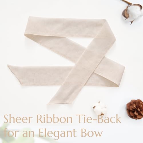 Jinchan French Sheer Door Curtain with Tie Up Bows