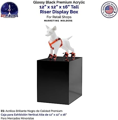Marketing Holders Black Acrylic Display Pedestal Stand 12x12x16 Inch Cube