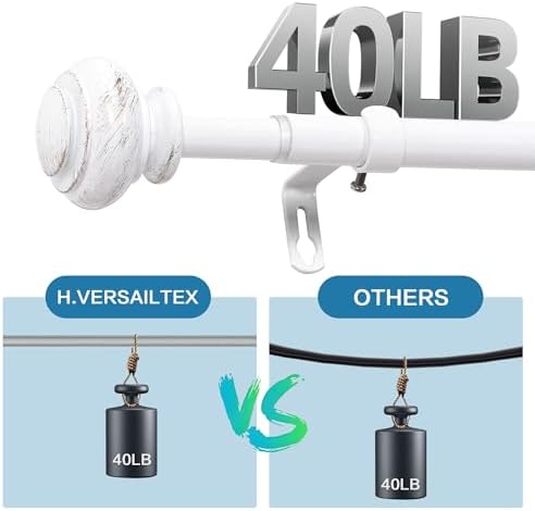 HVERSAILTEX Adjustable Curtain Rods 34 Inch White