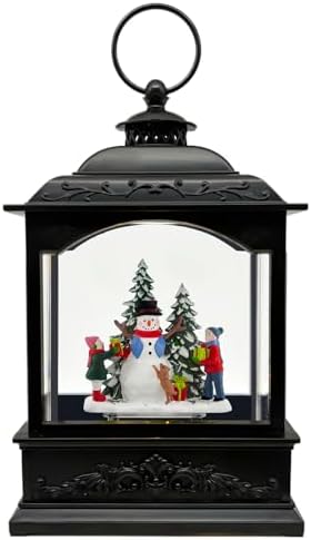 AOMIL Christmas Snow Globe Lantern with Music Timer