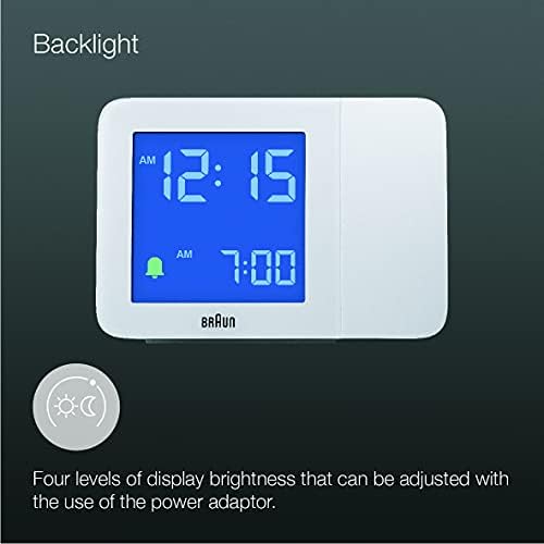 Braun Digital Projection Alarm Clock with 4 Backlight Options and Negative LCD Display