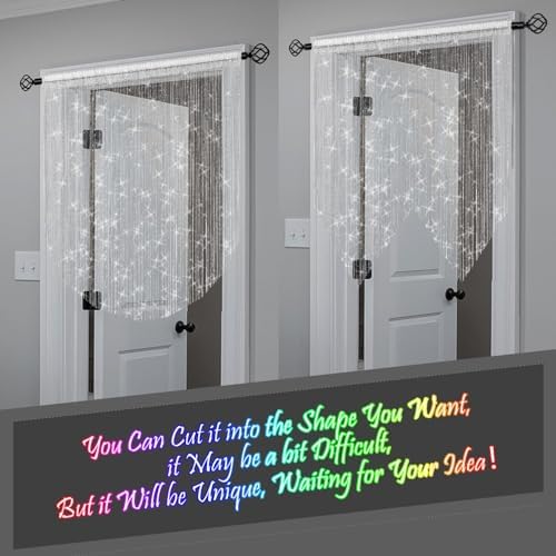 White Beaded Curtain with Tassels for Doorway Decor