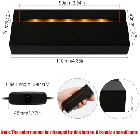 433 Rectangle Wooden LED Light Base with USB Cable 4Pcs