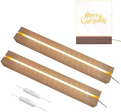 2 Pcs 1181 Inch Wooden LED Light Display Pedestal with USB Switch
