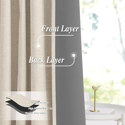 StangH Pinch Pleat Linen Curtains 84 Inches Long 2 Panels Total Room Darkening