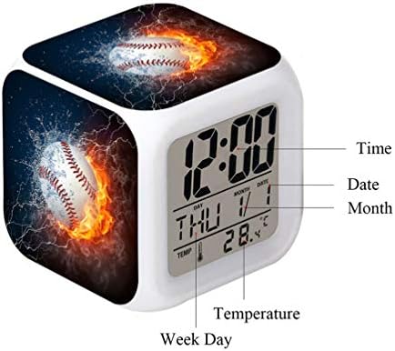 Cointone Led Alarm Clock Baseball Design for Unisex Adults Kids Birthday Gift