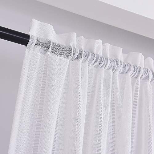 Home Brilliant Striped Semi Sheer Door Panels for Privacy