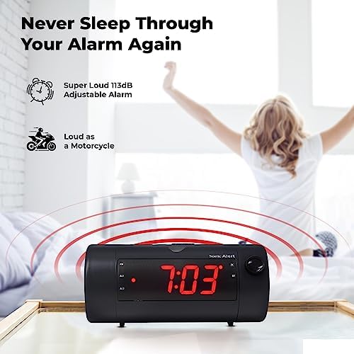 Sonic Blast Digital Alarm Clock - Loud Alarm for Heavy Sleepers
