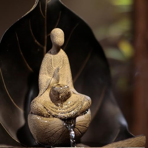 Zen Indoor Fountain with Lotus Base and Buddha Statue
