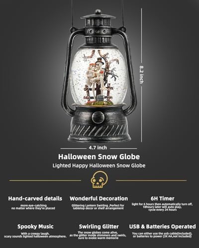 Halloween Snow Globe with Music and Light