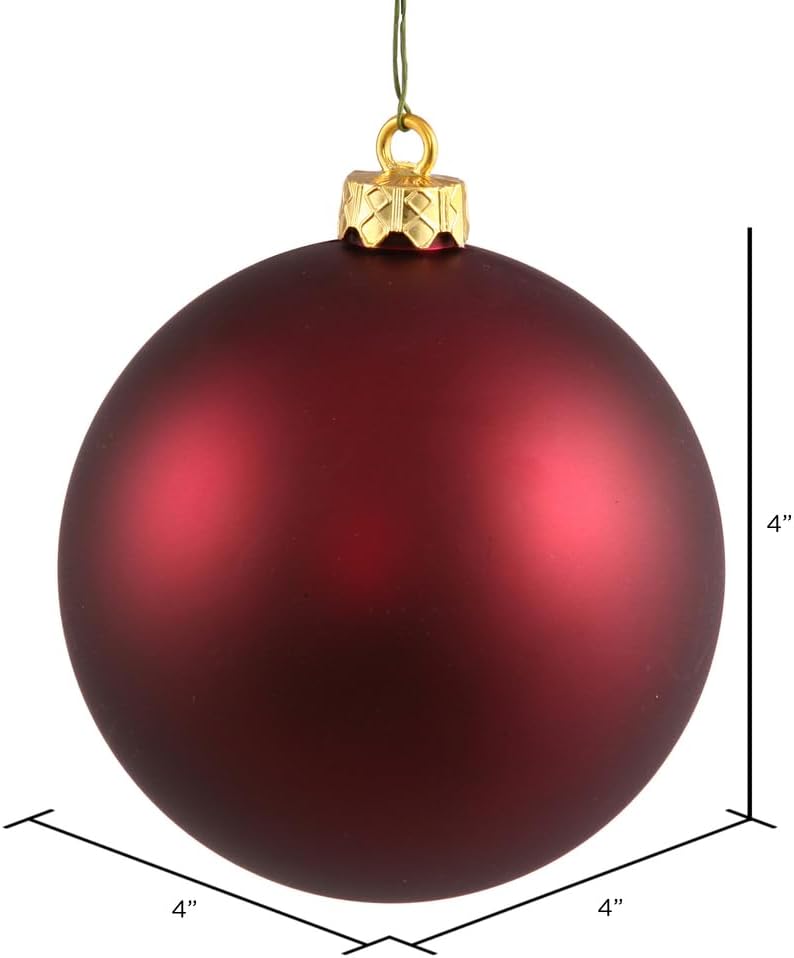 Vickerman 4 Inch Wine Matte Ball Ornament 6 Pack