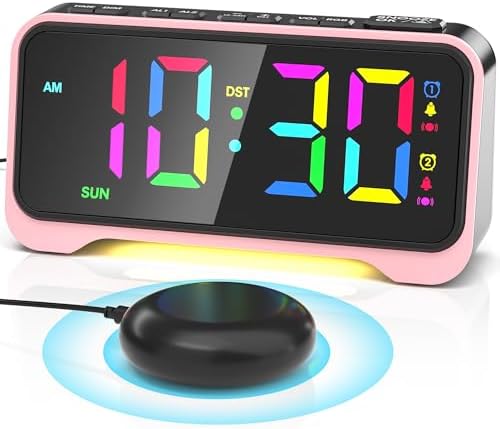 Loud Alarm Clock with Bed Shaker and Night Light