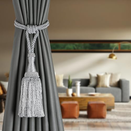 2 Pack Curtain Tiebacks with Tassel Modern Window Holdbacks