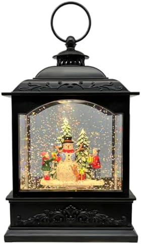 AOMIL Christmas Snow Globe Lantern with Music Timer